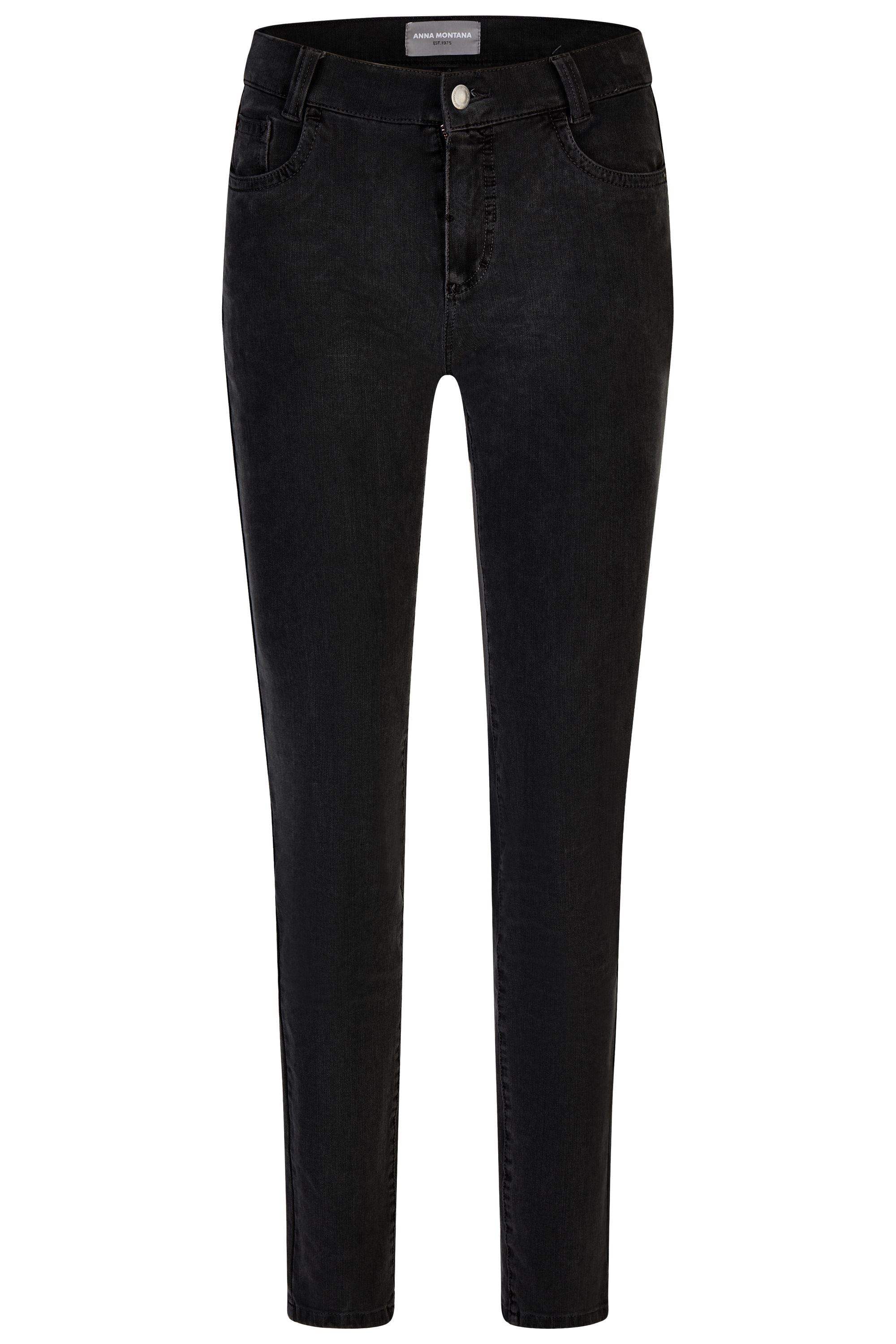 Schwarze Damenjeans mit schmalem Bein.