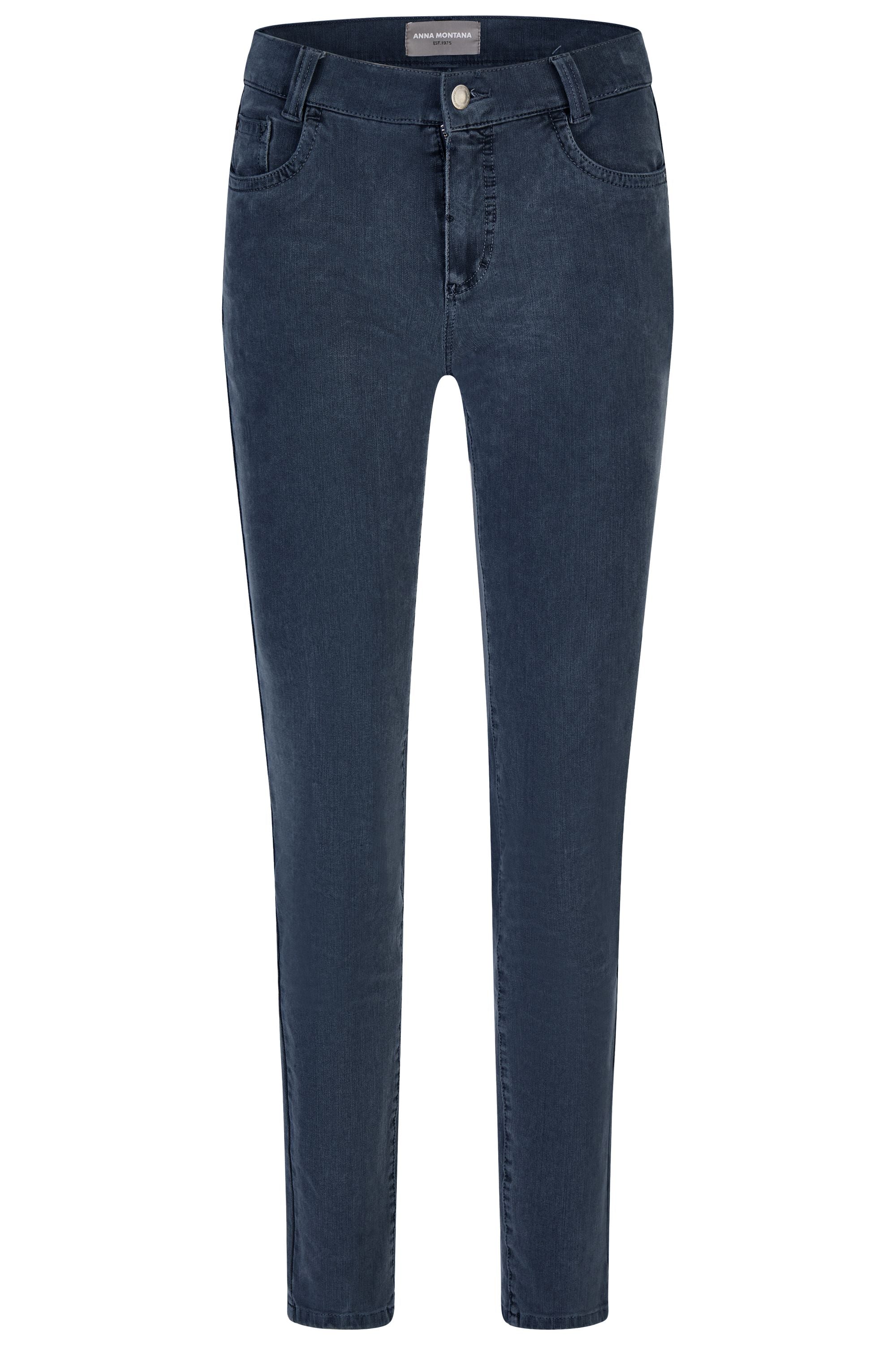 Dunkle Damenjeans mit schmalem Bein.