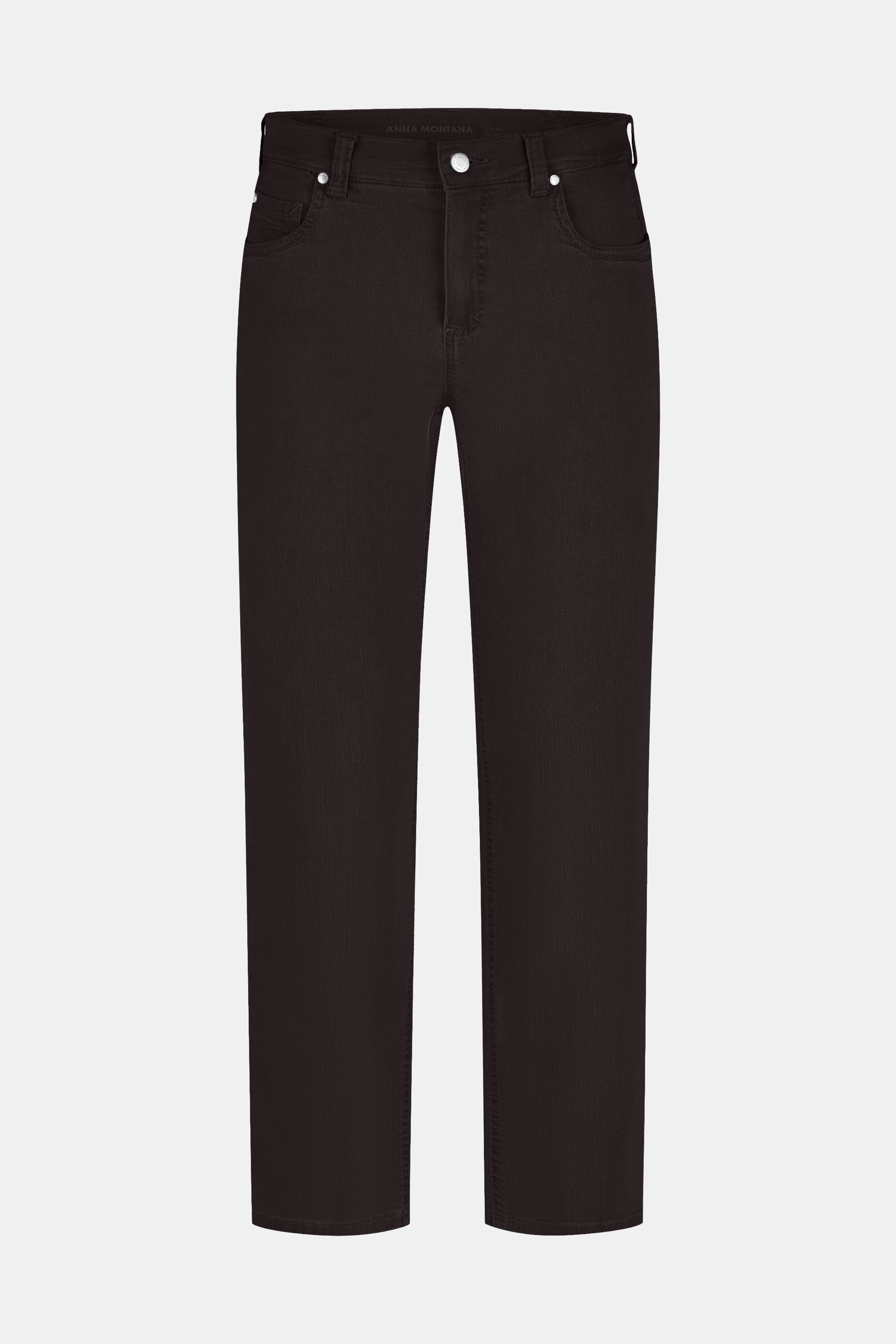 Braune Jeans mit ausgestelltem Bein und klassischem Schnitt.